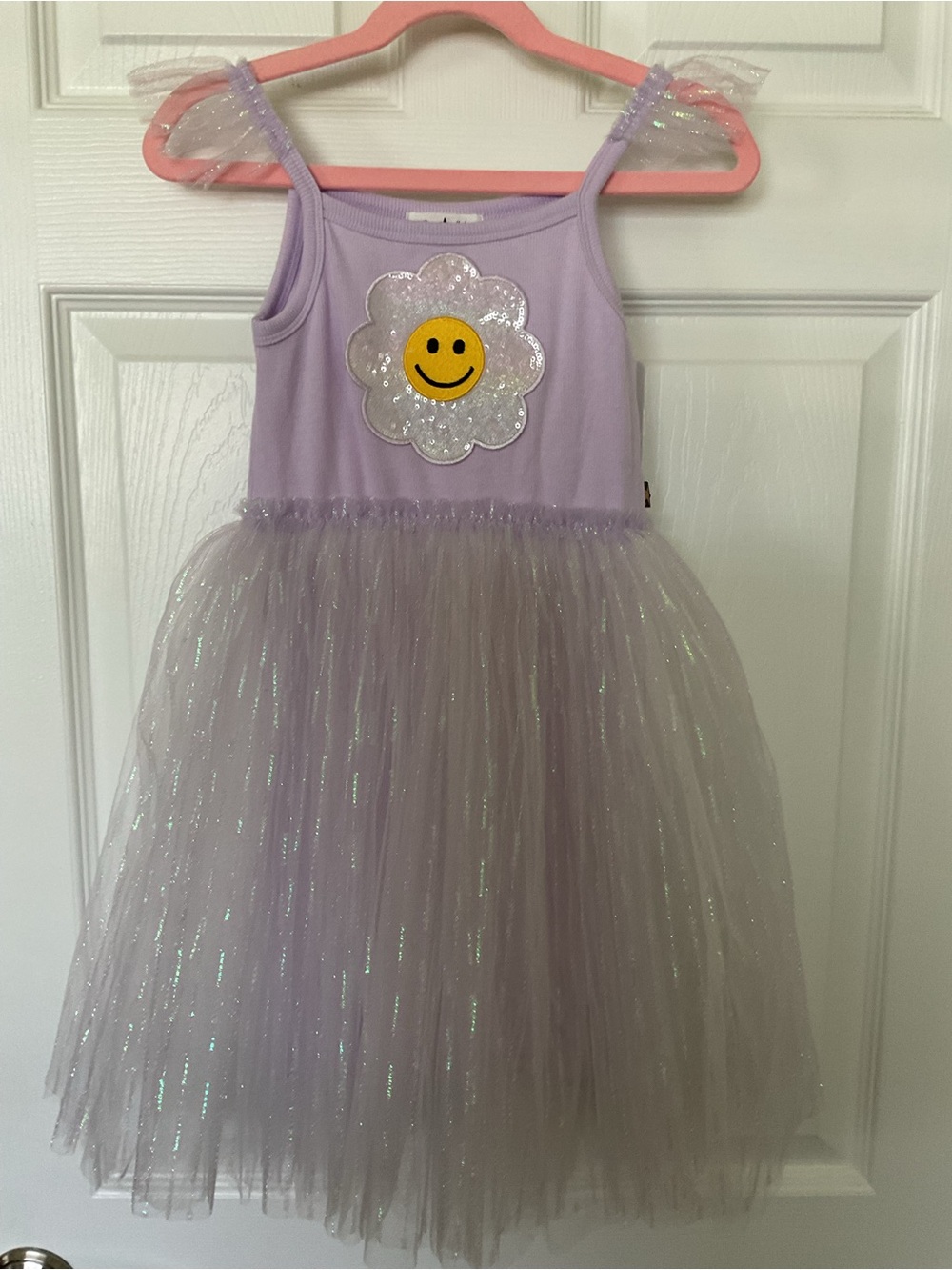 Lilac Smiley Daisy Tulle Dress for Kids Size 8 by Petite Hailey